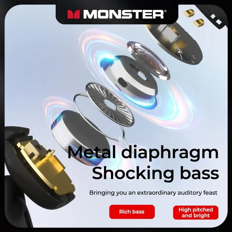 Monster Ear клип Беспроводные наушники с микрофонами, сенсорное управление, 3D HiFi стерео звук, дизайн для занятий спортом