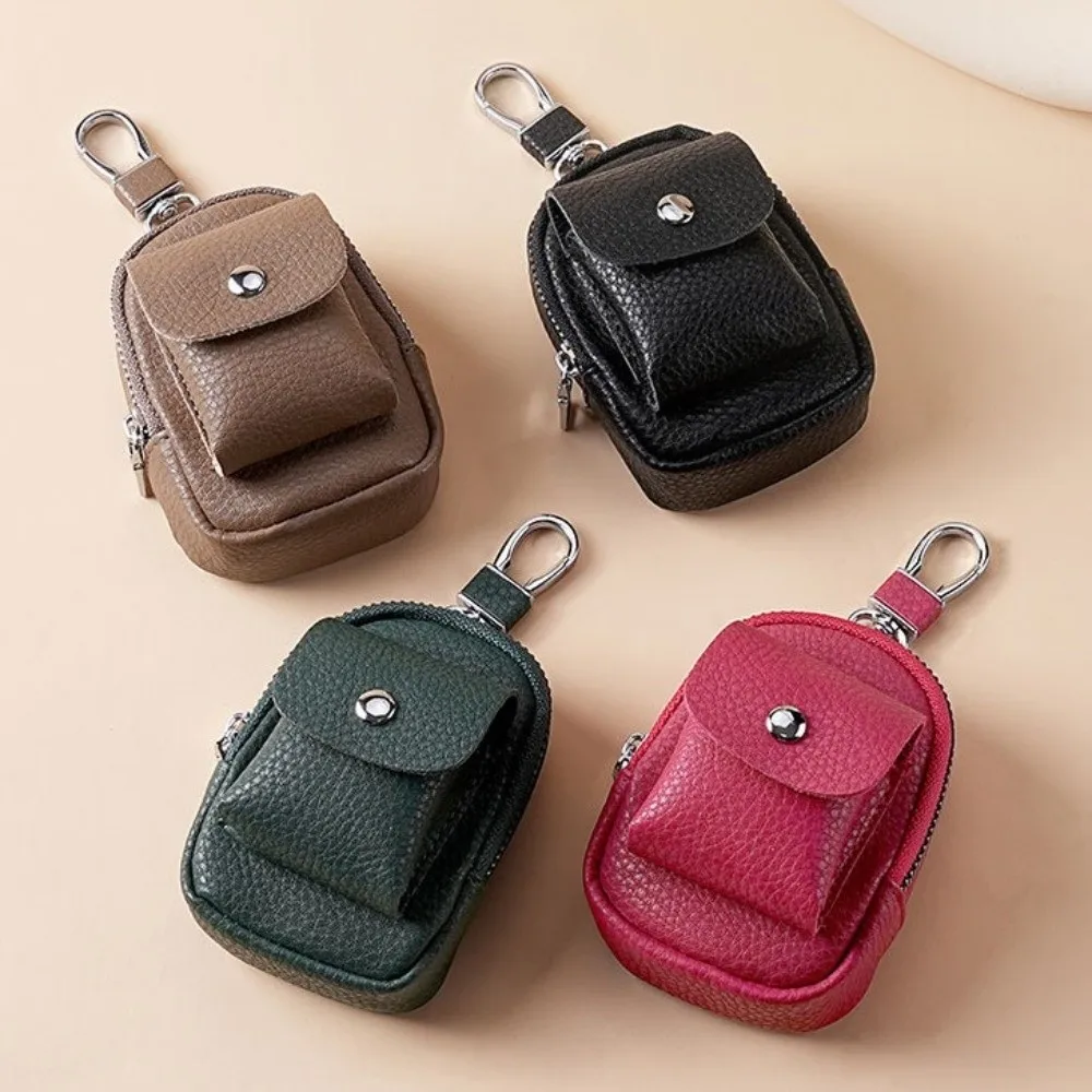 

Подвесная сумка для ключей из искусственной кожи на талии, верхний слой из воловьей кожи, мини-размер, портативная сумка для ключей, подвесная пряжка, маленький карман