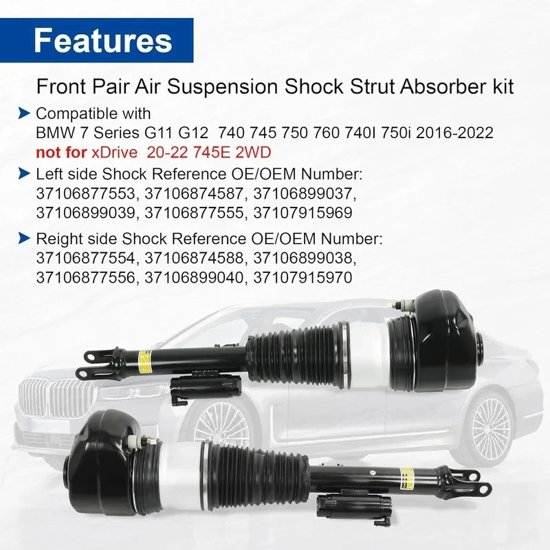 

Pair Front EDC Air Suspension Shock Struts For BMW 7-Series G11 G12 2016-2020
