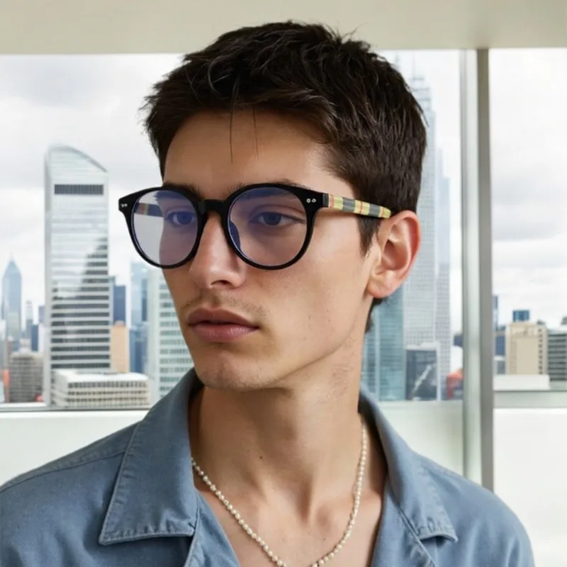 

2026 очки с защитой от синего света, круглая оправа, мужская толстая вставка, металлическая оправа для очков, женские ретро-украшения, классические очки
