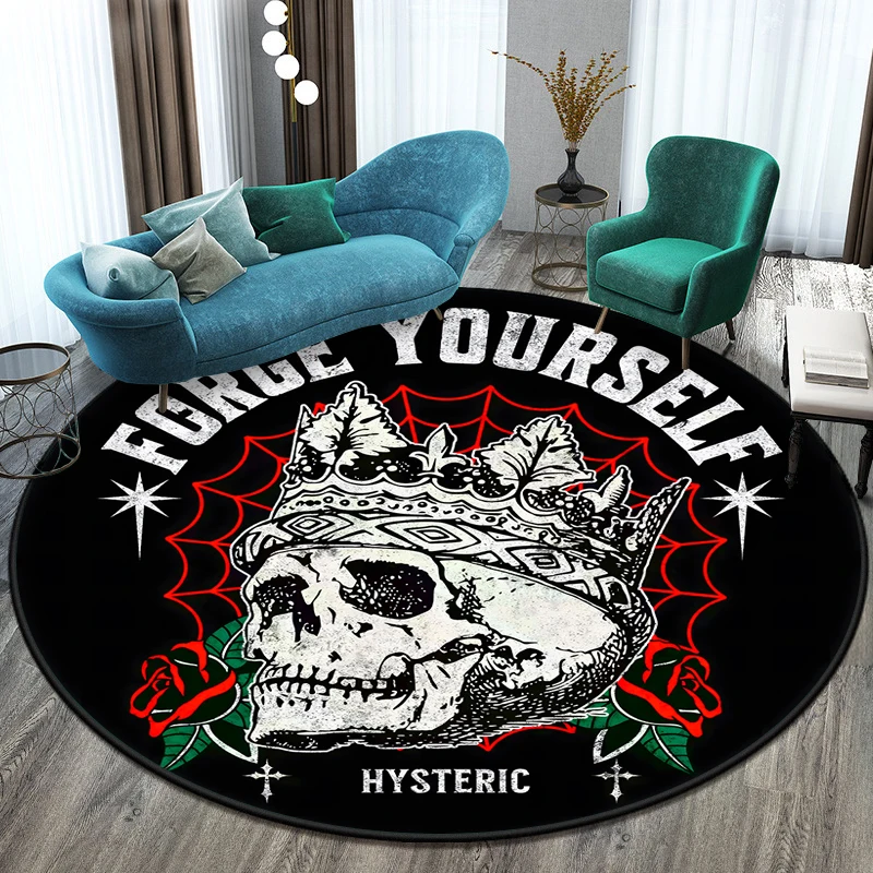 

Модный брендовый круглый ковер с изображением цветов и черепа, ковер для гостиной, коврики для кемпинга и пикника, коврик для йоги, подарок, декоративный ковер для гостиной
