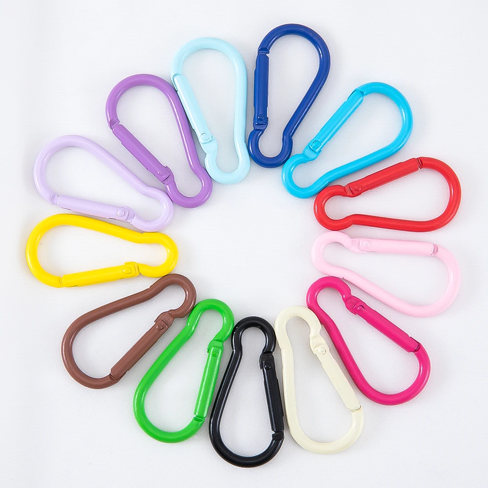 5pcs Metal Round Head Buckle Openable Spring Clasp Keychain for DIY Outdoor Camping Handbag Key Ring Dog Chains Jewelry Making