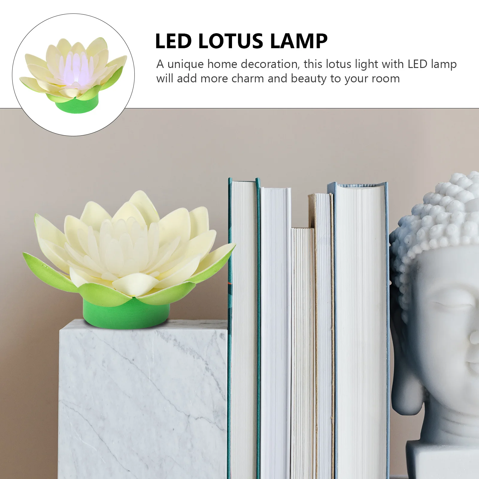 

Operated LED Lotus Light Compact Buddhist Lamp Home Party Wedding Decoration Ornament Lotus Light