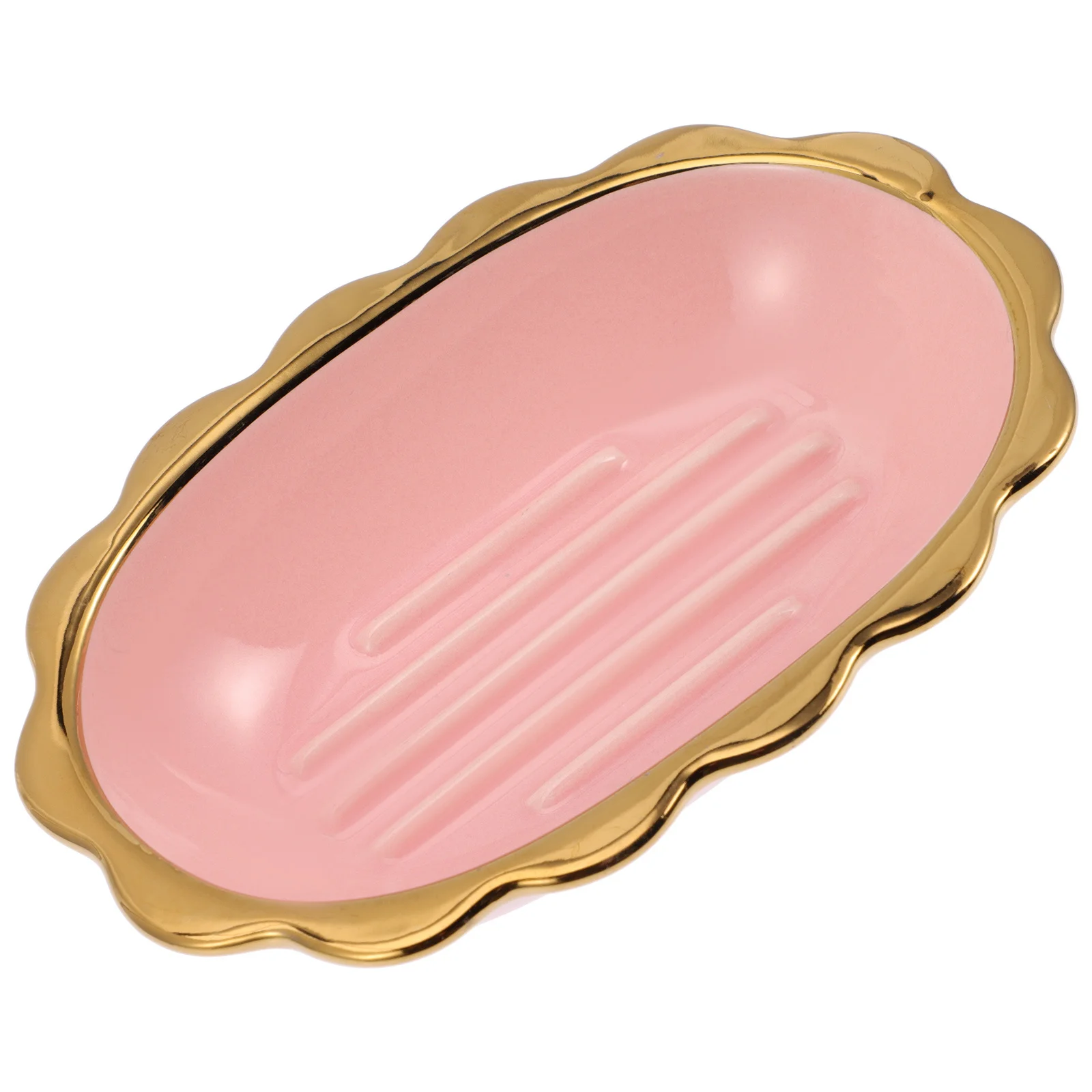 

Ceramic Lace Design Soap Dish for Bar Soap - Drain Tray Holder, Compact Lightweight Storage Box for Bathroom