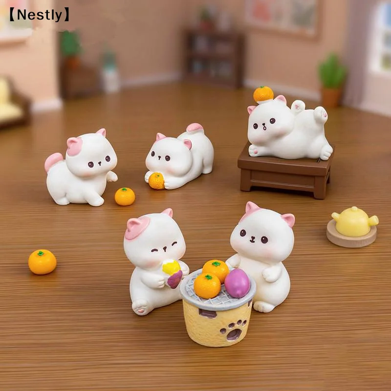 Cat Figurines Miniatures Cute DIY Handicraft Mini Cat Ornament Resin Crafts Kitten Statue Micro Landscape Ornaments〔Nest〕