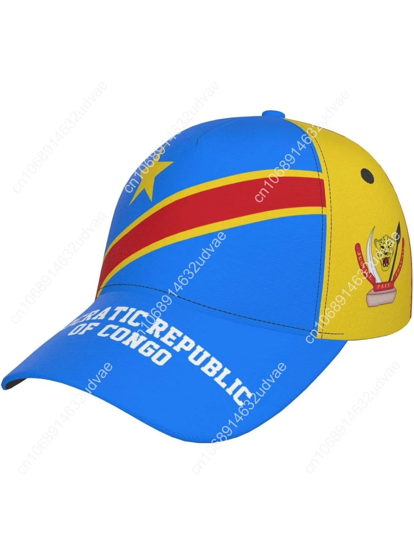 

Democratic Republic of Congo Flag Baseball Cap Full Print Adult Men Hat Patriotism Supporter Soccer Caps Black