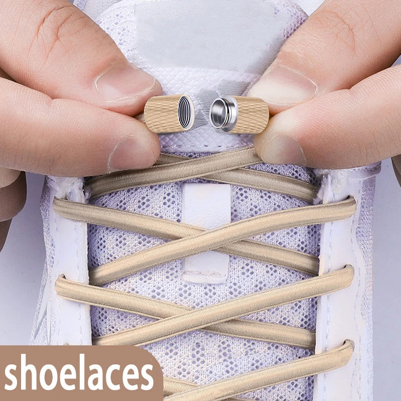 NEW 17 Colors Round Elastic Laces Without Ties Metal Buckle Shoelace Sneakers Quick Shoelaces Shoe Accessories 1Pair/2Pair image 3