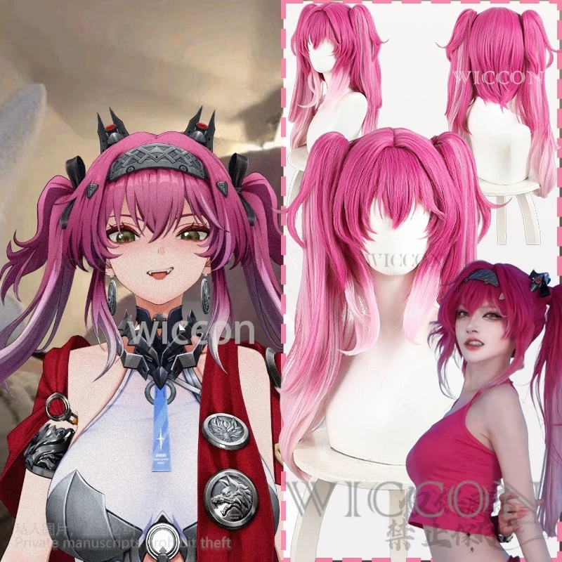 

Lupa Jirai Kei Girls Cosplay Game Wuthering Waves Anime Hot Pink Twin Ponytails Gradient Y2K Hair Halloween Party Cos Customized
