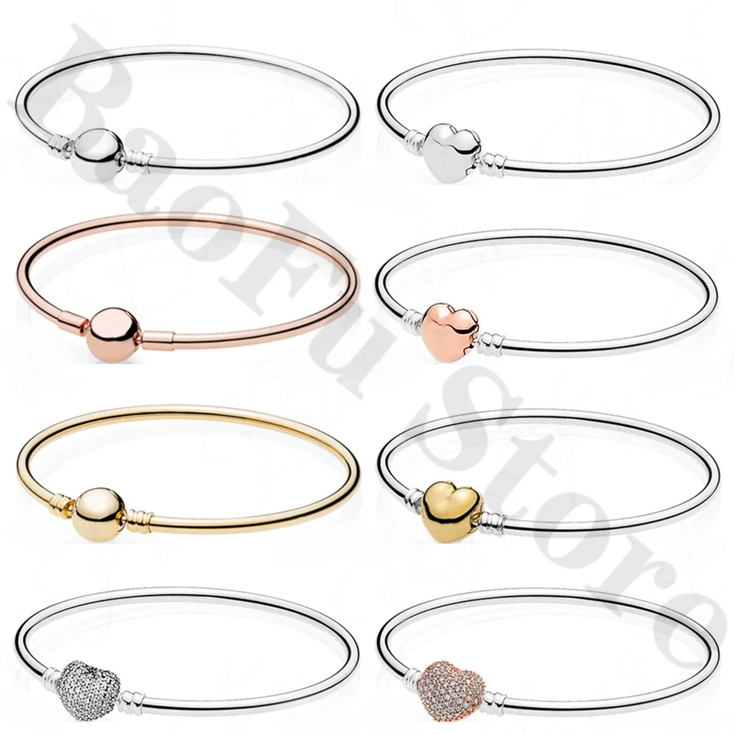 

Original 100% 925 Sterling Silver Bracelet With Love Logo Limited Edition Suitable For Women 1:1 Smooth Threaded Bracelet