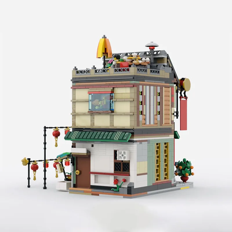 1777PCS MOC Educational Jade Restaurant Edifici modulari Blocchi Giocattolo Regalo per lo sviluppo della creatività dei bambini