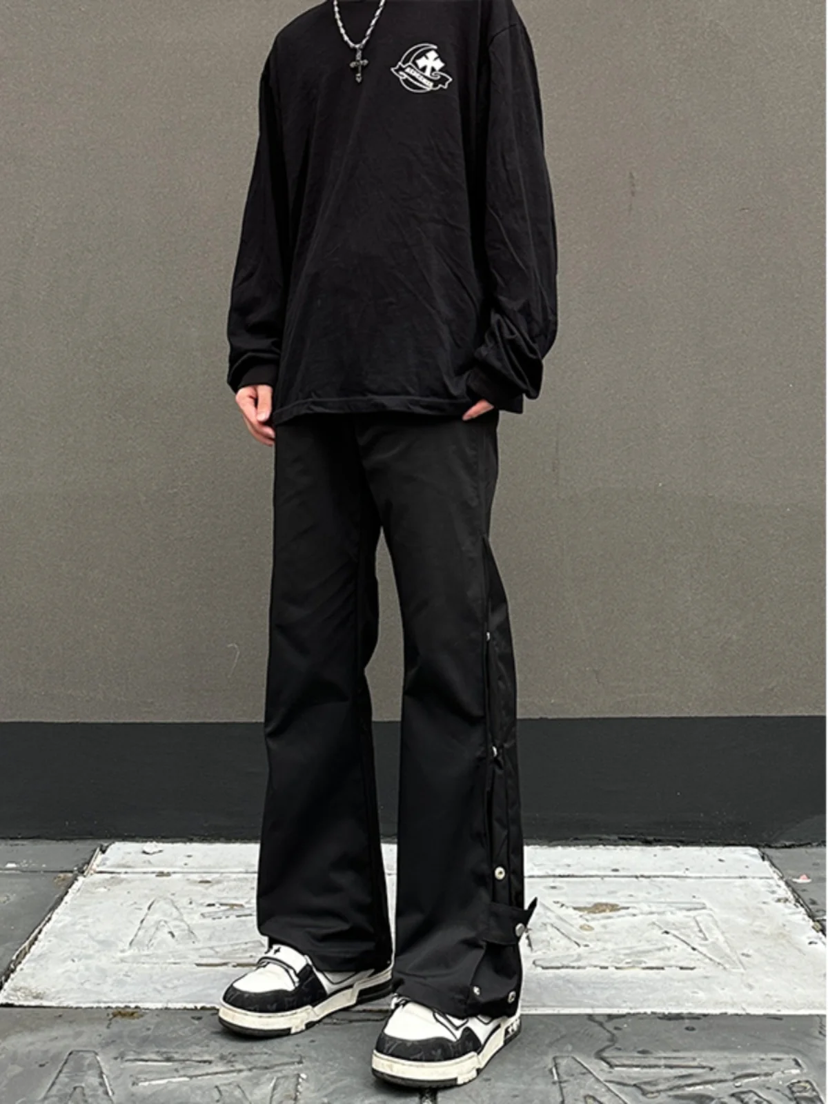 

Cleanfit American Hiphop Men's Outdoor Work Pants Button Straight Leg Wide Leg Trousers Trendy Spring Autumn Faion Brand