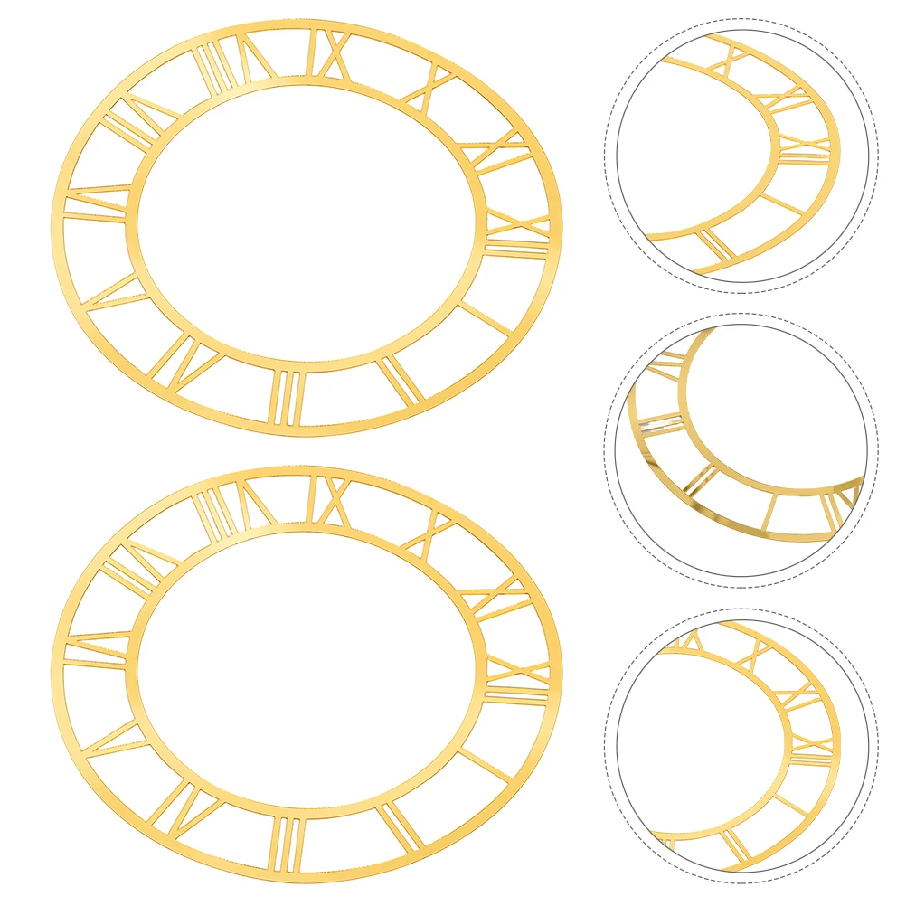 

2 Pcs Roman Bell Decorative Wall Stickers Clock Numeral Watch Face Acrylic Mirror Decals Peel and