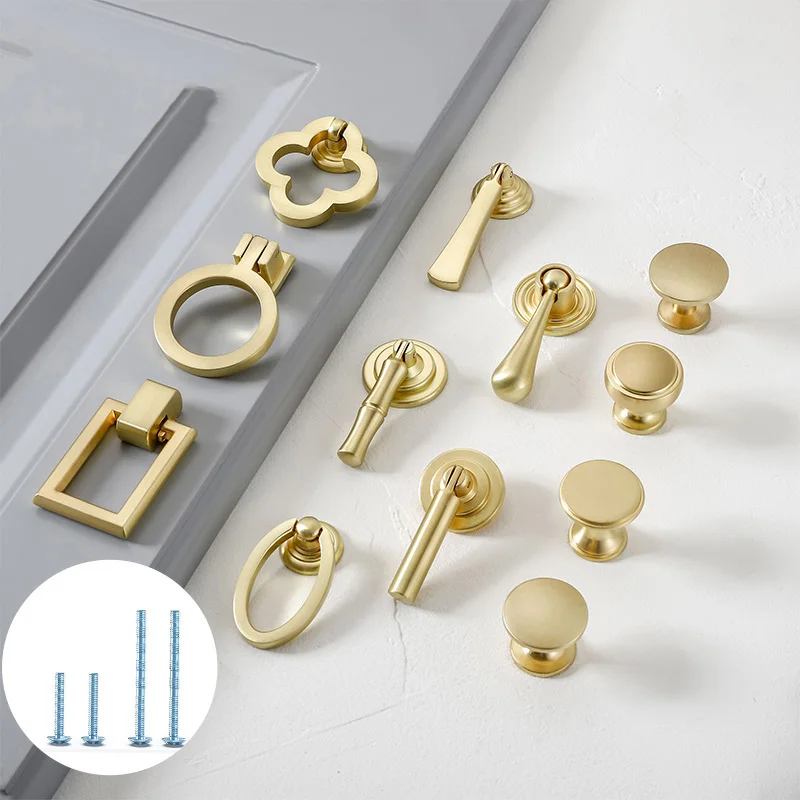 Gold Cabinet Pulls Solid Zinc Alloy Kitchen Cupboard Single hole for bedside table Handle Drawer Knobs Furniture Handle Hardware