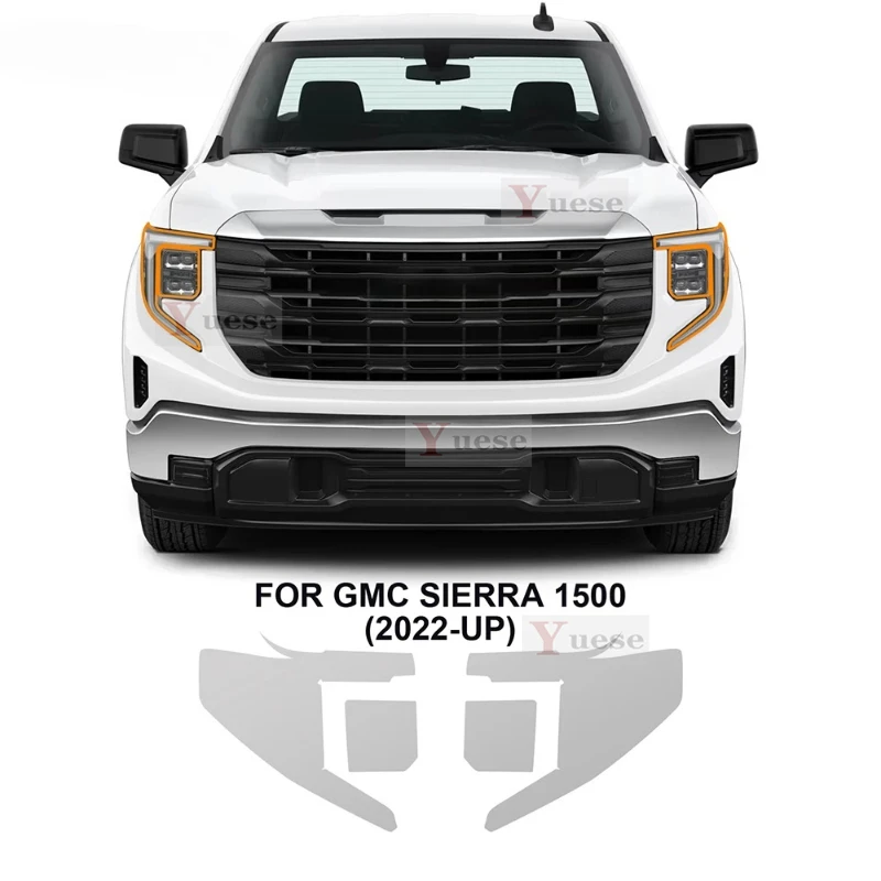 لجي إم سي سييرا 1500 2022-2025 2 قطعة سيارة العلوي طبقة رقيقة واقية شفافة المدخن الأسود ملصق من البولي يوريثان #2