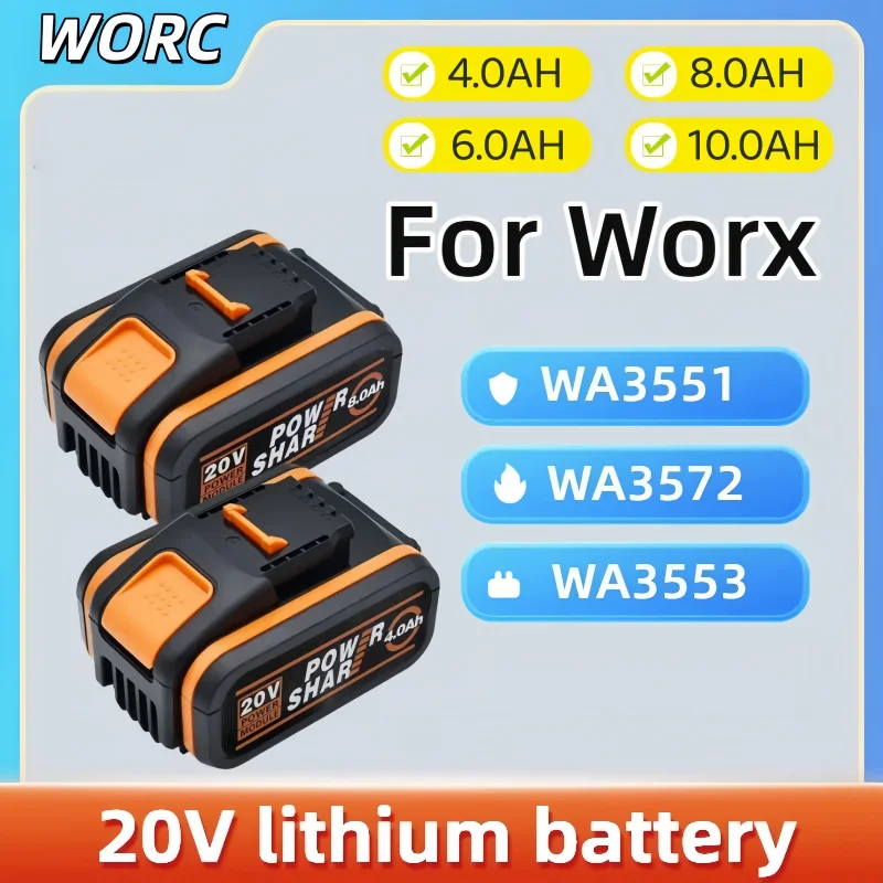 

Original Genuine Fit for Worx 4.0Ah 6.0Ah 8.0Ah 20V 18650 Battery High Rate Discharge WA3520 WA3525 WA3575 WA3578 Power Tools