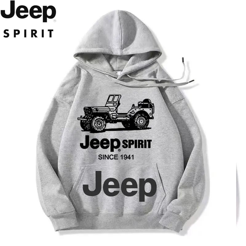 JEEP 1941 Classic Printed Hoodie, 2026 New Style Thick Fleece Liner, Unisex Fashion Casual Sweatshirt — купить у AliExpress WW