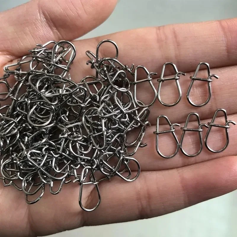 100/500pcs Stainless Steel Gourd Snap Safety Fast Clip Lock Pin Strong Pull Anti-corrosion Fishing Lure Rigs Connector tool