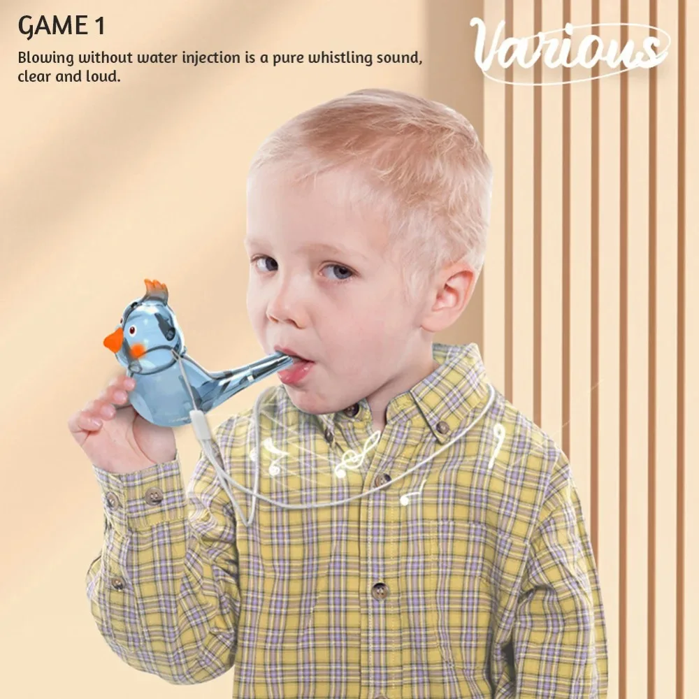 Kids Water Whistle Bird Shaped with Lanyard Small Musical Instrument Toy Bird Calling Device Educational Children Gift for Kid