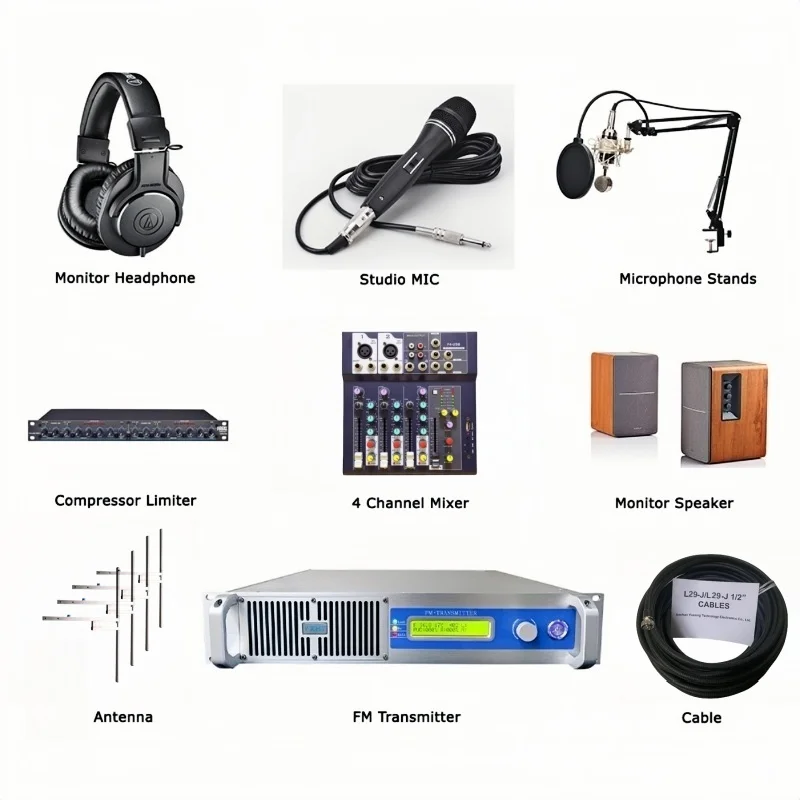 

YXHT-1 1KW FM Transmitter + 4-Bay 30m Antenna Full System for Radio Stations | 10-Piece Broadcast Equipment Bundle with High Pow