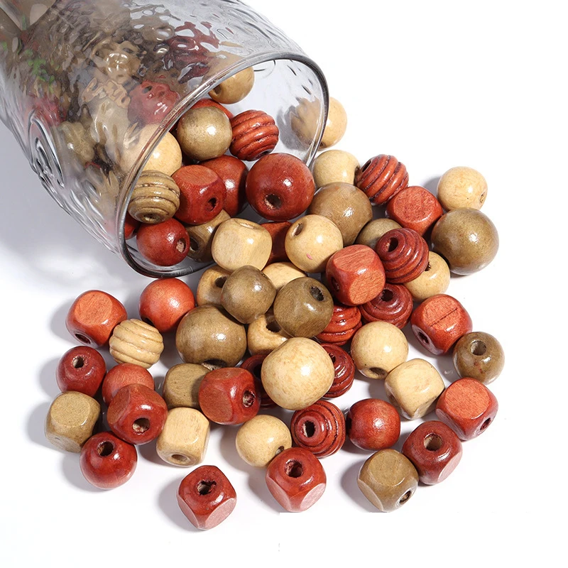 

1kg Mix Randomly Wood Beads For Jewelry Making DIY Bracelets Necklace Wooden Loose Beads 14 16 20mm 1KG