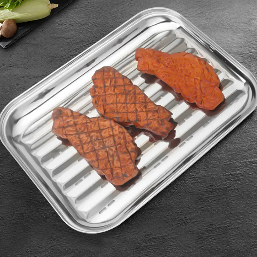 

Stainless Steel Grilling Plate Durable Rustproof Large Capacity Barbecue Basket Ideal for Outdoor Meat Fish Vegetable Barbecue