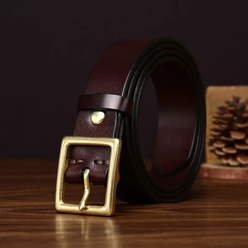 Simple and fashionable copper belt women's leather top layer versatile commuting style casual real for women