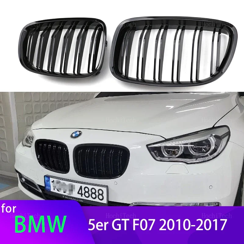 

2Pcs Car Style Gloss Black Front Kidney Double Slat Grill Grille for BMW 5 Series GT F07 2010-2015 Dual Line Racing Grilles