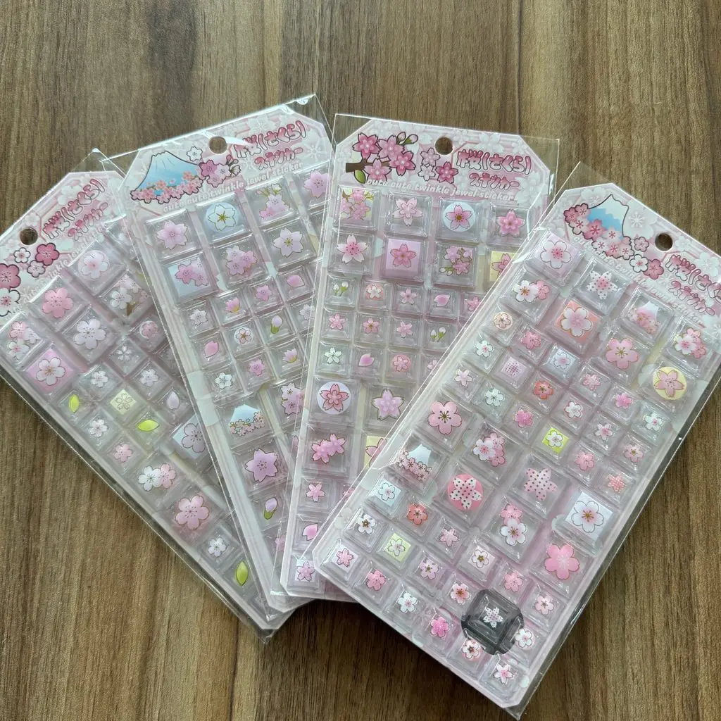 

4Pcs Pink Cherry Blossom Mount Fuji Resin Sticker Shiny Floral Pop Seal Sticker for Gift Wrapping &DIY Projects Papery Pop Store