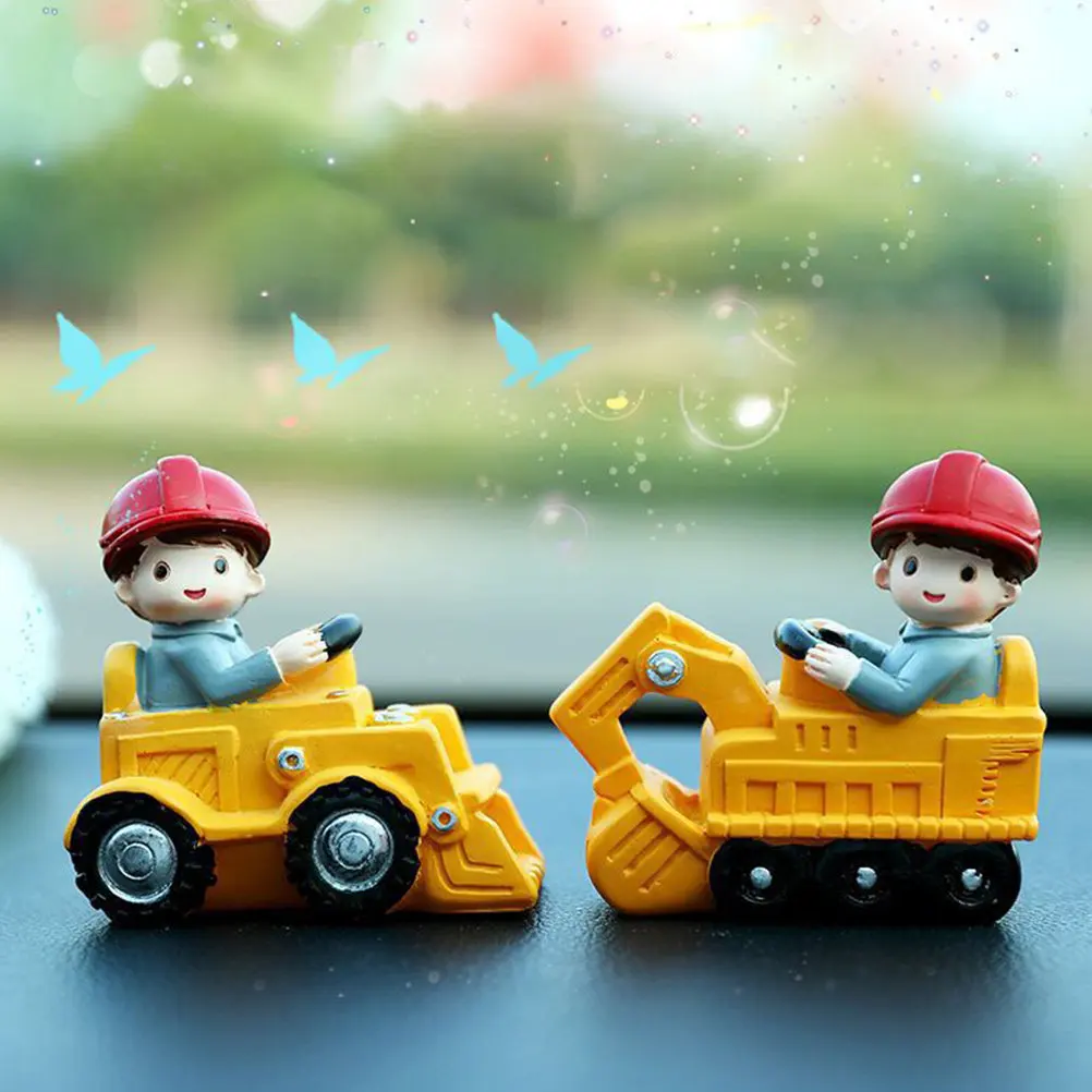 

2Pcs Cake Excavator Bulldozer Adornments Birthday Party Decoration Desktop Craft Ornament Cake Decor Home Decoration