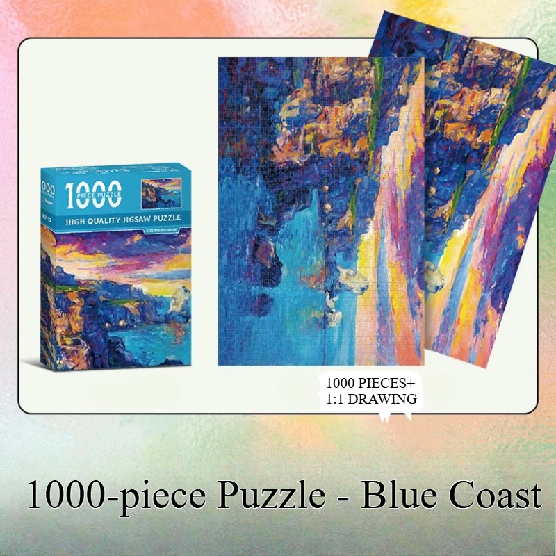 

Картина-пазл из серого картона, 1000 элементов, «Голубой берег», 27,56×19,69 дюймов, с подсказками на обратной стороне, для взрослых, декор для гостиной