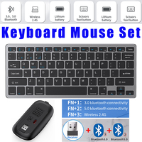 Bluetooth 5.0&3.0&2.4G Wireless Keyboard Mouse Combo FN+1/2/3 Dual-Mode Keyboard Mouse Set for Laptop PC TV iPad Macbook Android