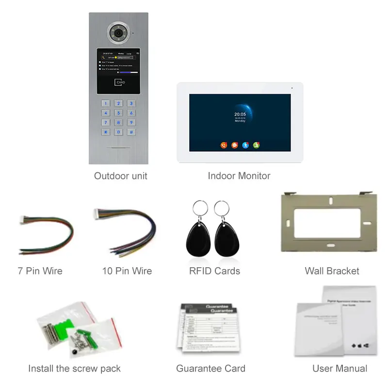 7-Zoll-Touchscreen-HD-Video-Türsprechanlage für den Innenbereich mit WiFi-Fernentriegelung und IP-Video-Gegensprechanlage