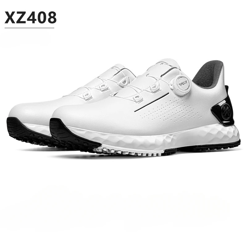 PGM Men's Golf รองเท้ารองเท้าผ้าใบสบาย CUSHIONING KNOB Lace กันน้ําและ Anti SLIP ความสูงเพิ่ม XZ408
