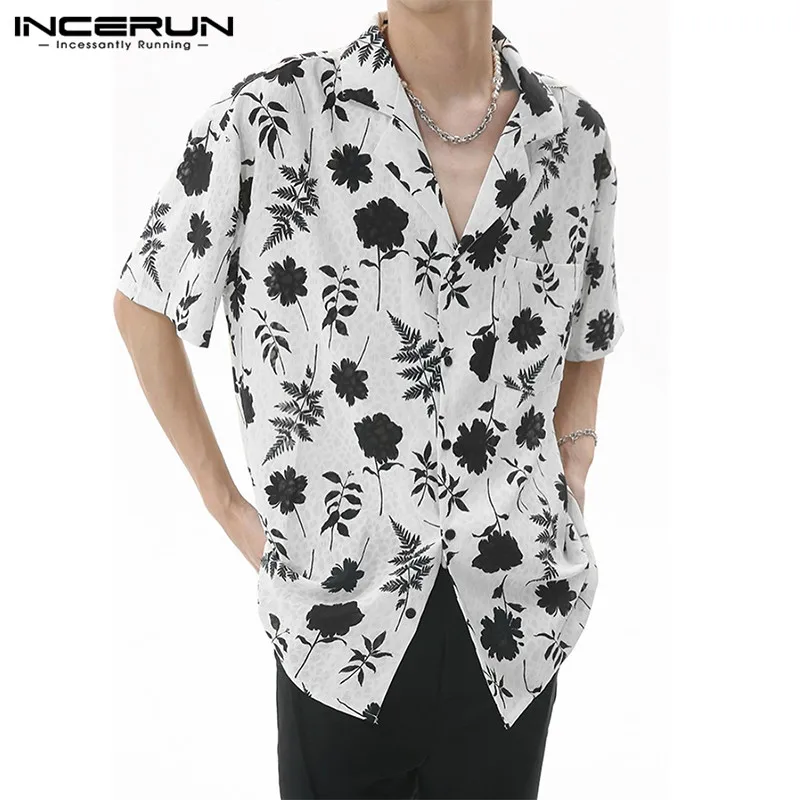 

2024 Men's Hawaiian Shirt Printed Summer Lapel Short Sleeve Vacation Casual Men Clothing Loose Streetwear Shirts S-5XL INCERUN