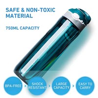 750ml Portable Sports Water Bottle With Straw For Camping Hiking Outdoor Plastic Transparent BPA Free Bottle For Men Drinkware