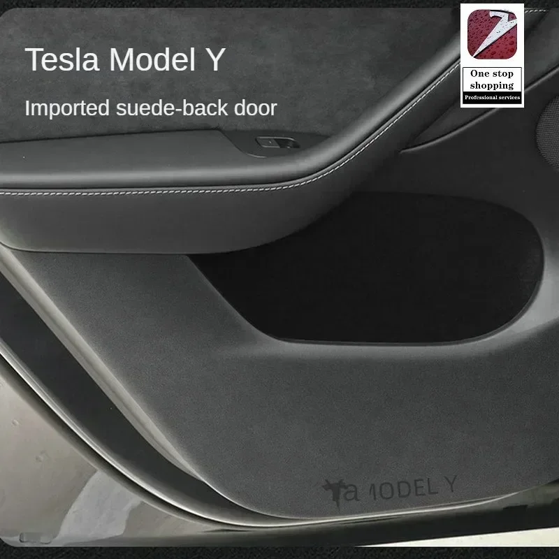 for Tesla MODEL3/Y updated central control panel protection sticker, suede leather anti scratch modification, door anti kick pad