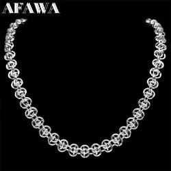 Hiphop Round Circle Male Chains Necklace for Women Men Silver Color Stainless Steel Link Chain Bracelet Jewelry collar hombre