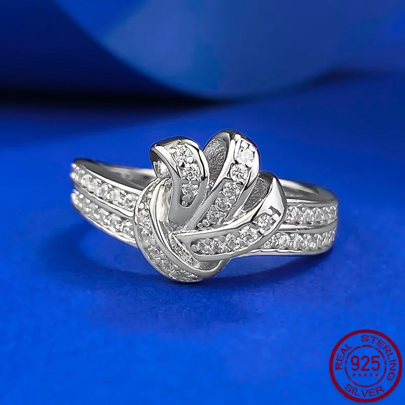

New S925 Silver European and American Style Fashion Knot Ring, Zircon Ring Jewelry, Wedding Jewelry