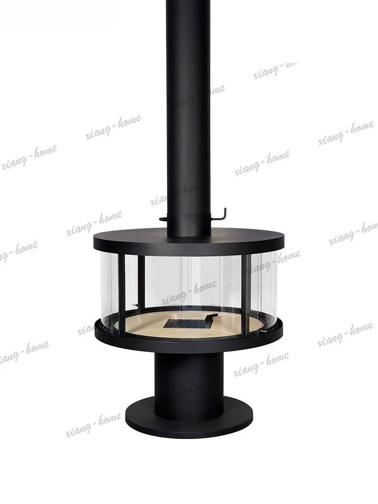 PG custom hanging fireplace real fire burning wood villa bed and breakfast living room heater electronic simulation