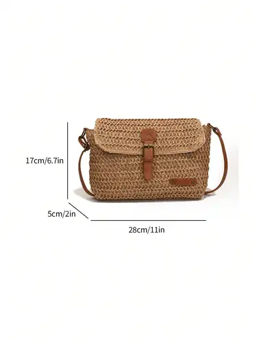 Imagen 2 del producto Nuevo bolso de paja a la moda para mujer, bolso de hombro tipo bandolera informal para vacaciones a la moda, bolso de paja versátil y elegante para mujer