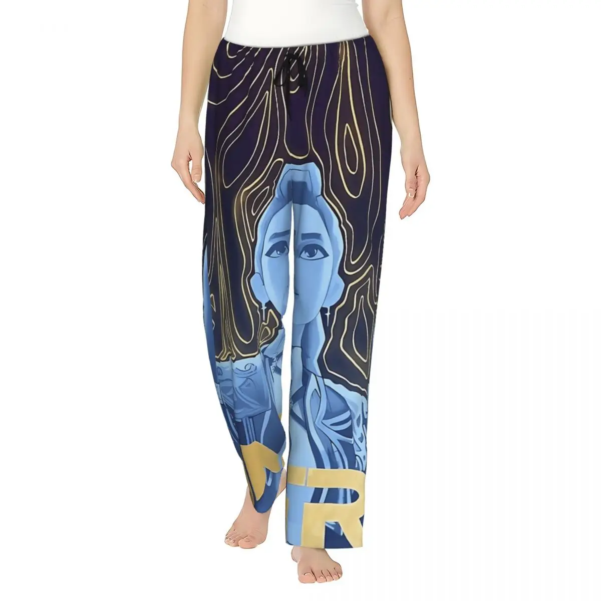 

Huntrix Kpop Demon Hunters Fanart Golden Pajama Pants Vintage Pajamas Lady Breathable Homewear Room Sleepwear Bottoms Large Size
