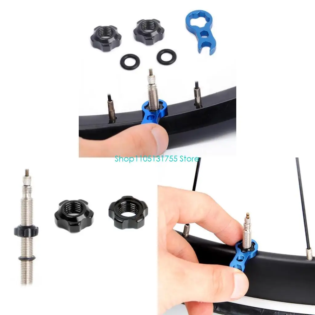 

K0EF Bicycles Inner Tube Valves Nut Screws with Wrench Bike Vacuum Tire Valves Nut