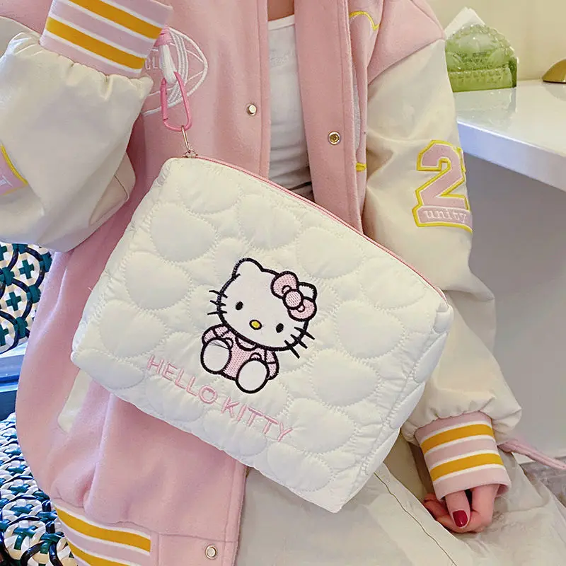 

Женский клатч Hello Kitty, женская косметичка для туалетных принадлежностей, женская сумка с героями мультфильмов, ручная сумка для макияжа, портативная косметичка