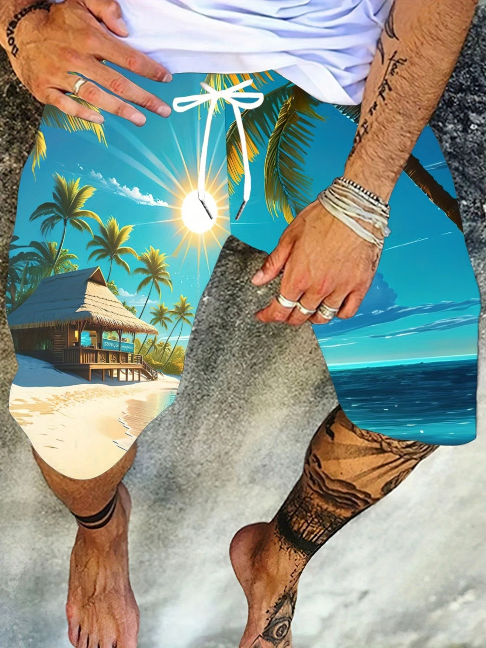 

Men's Beach Shorts Tropical Palm Tree Pattern Quick-drying Swimming Trunks Surf-Breathable Quick-drying Fabric Casual Style