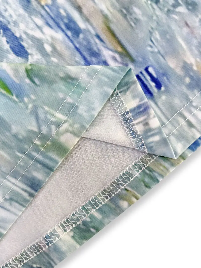Ärmelloses A-Linien-Kleid mit V-Ausschnitt, locker und lässig, kaschiert die Figur und macht schlank, kurzer Urlaubsrock für Damen. – Detail 6