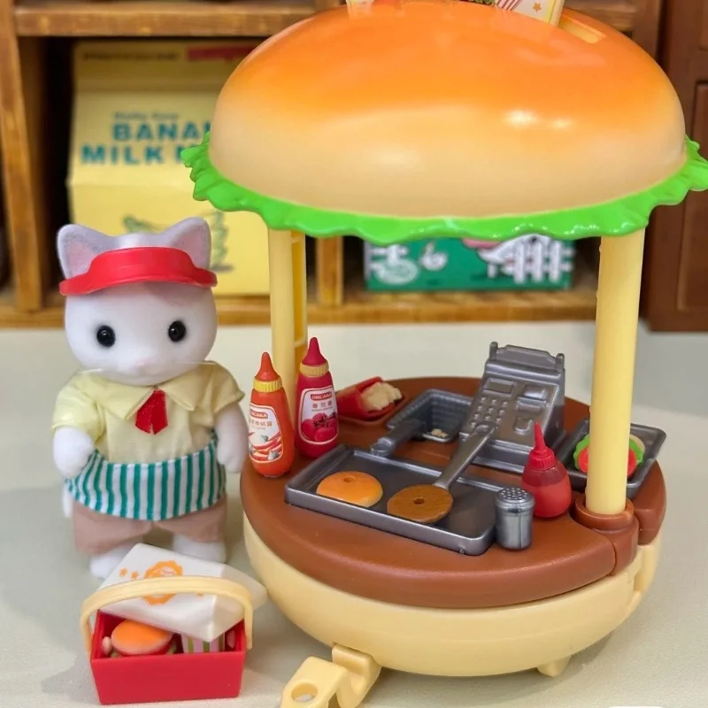 

Original Sylvanian Families Anime Figures Ternurines Figures Cute Doll Burger House Furniture Toys Birthday Christmas Gift