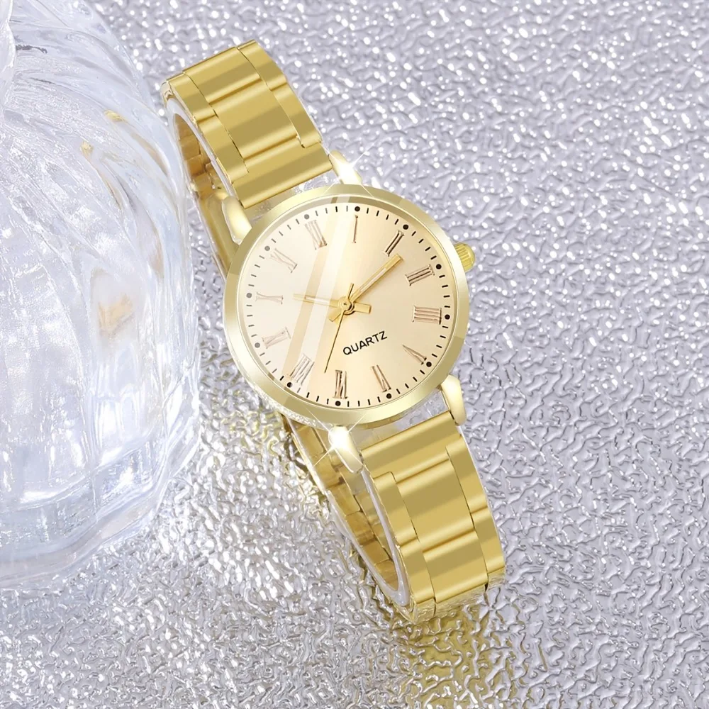 2-Piece Women's Watch Set: Stylish and Luxurious Roman Numeral Quartz Watch + Bracelet Set, Business-Casual Style