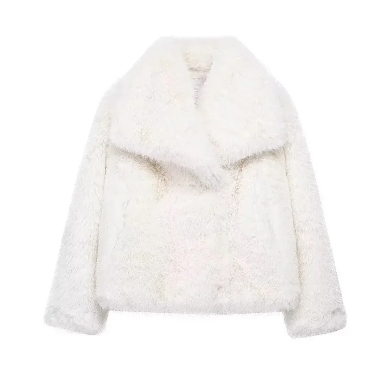 White Faux Fur Coat Woman Luxury Warm Winter Woman Coat Long Sleeve Hairy Coats for Women Fluffy Women's Jackets 2025 New