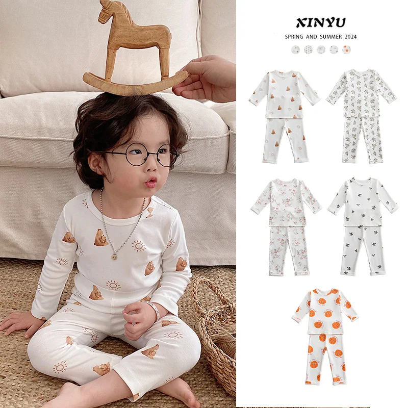 

Jenny&Dave Children's A-class pure cotton home clothing set for 24 years autumn, boys and girls, baby autumn clothes, long sleev