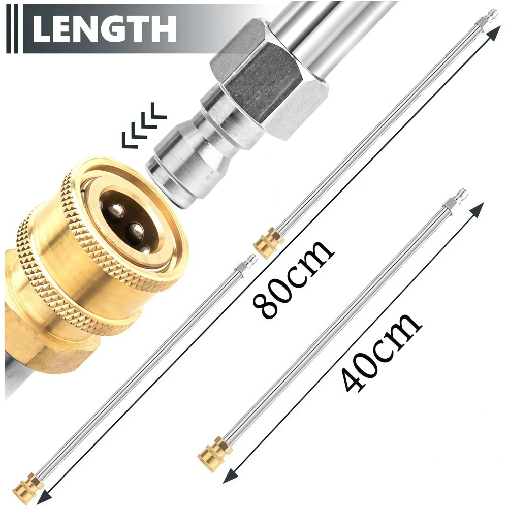 High Pressure Cleaning Machine Extension Rod 5800 psi Stainless Steel Extension Rod With 1/4 Inch Quick Connect 2 Piece Set